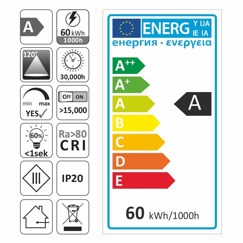 Banda LED 2835 12V DC 60W/5ml IP20 Lumina calda