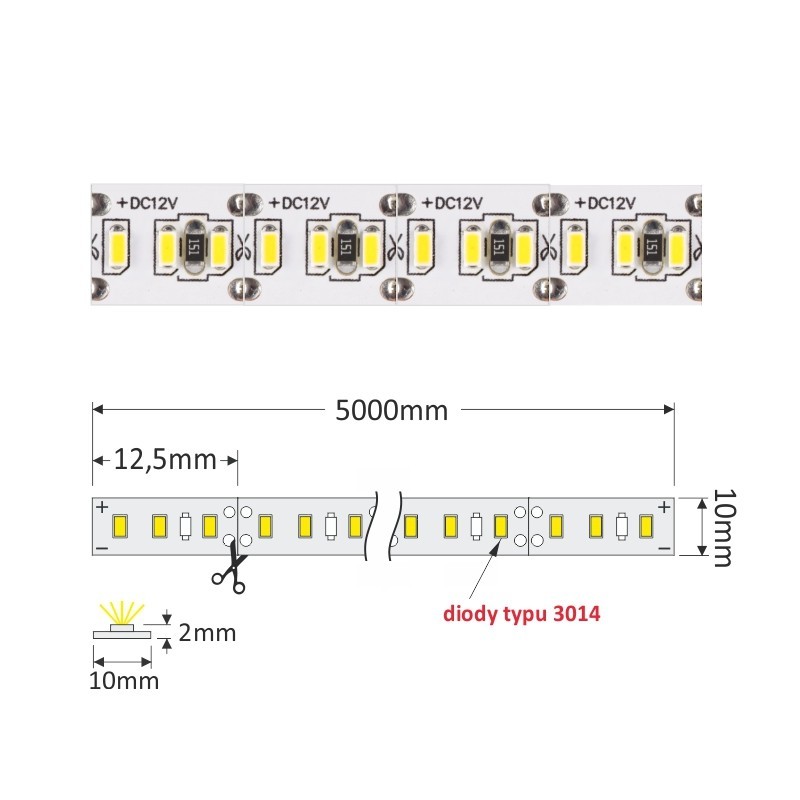 Banda LED 3014 12V DC 90W/5ml IP20 Lumina calda