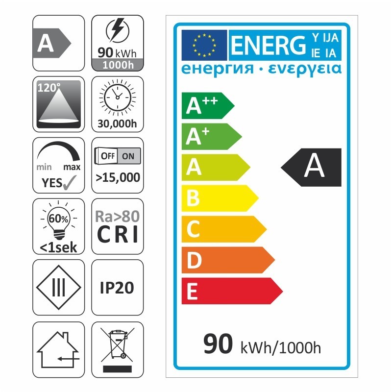 Banda LED 3014 12V DC 90W/5ml IP20 Lumina calda