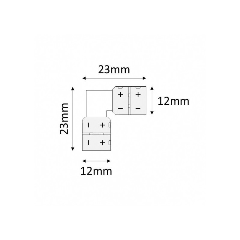 Micro conector in forma de L fara fire pentru 2 benzi led 8 mm