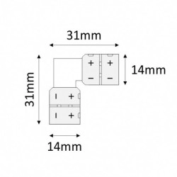 Micro conector in forma de L fara fire pentru 2 benzi led RGB 10 mm