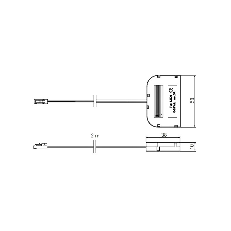 Conector de distributie cu 6 intrari si cablu de 2 m