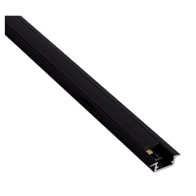 Profil din aluminiu pentru banda LED cu difuzor negru, montaj incastrat, 2m