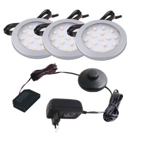 Set 3 Spoturi Metalic Orbit cu 16 LED-uri, Lumina Calda